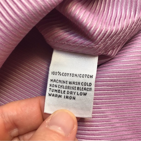 Talbots Purple Striped Button Down Wrinkle Resistant Button Down Top, EUC, 6 - Picture 12 of 15